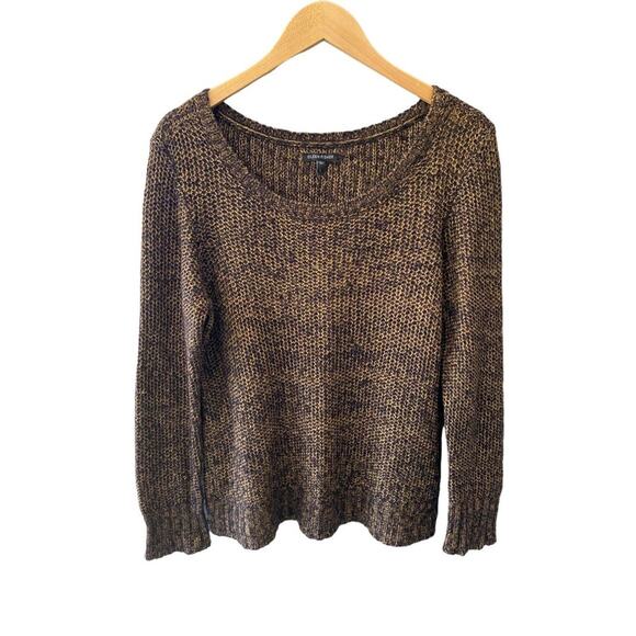 Eileen Fisher‎ Mohair Alpaca Knit Sweater Gold Metallic Sheen Size Large - Picture 1 of 5
